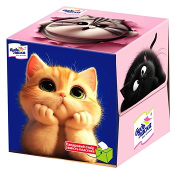 Салфетки бумажные Будь ласка 80шт картонна коробка - купить, цены на Идеал - фото 1