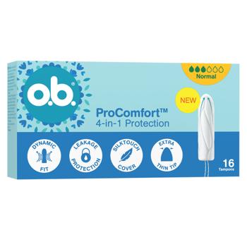 Тампони O.B.Pro Comfort Normal 16шт - купити, ціни на МегаМаркет - фото 1