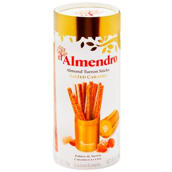 El Almendro Turron Sticks with Salted Caramel and Almonds 136g