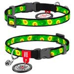 Waudog Nylon Cat Collar with QR Passport 20-30cm/10mm with Avocado Pattern