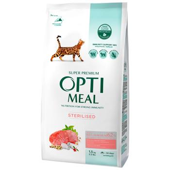 Optimeal Dry Food with Beef and Sorghum for Sterilized Cats 1.5kg - buy, prices for MasterZoo - photo 1