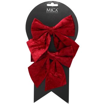 Бант декоративний Mica Decorations червоний велюр 2шт 13см