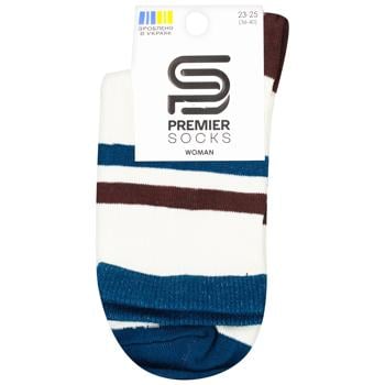 Premier Socks Milk Ribbed Womens Socks with Stripes Size 23-25