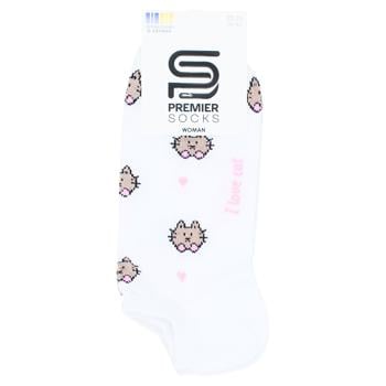 Premier Socks Women's Cats Extra Low Cut Socks s.23-25 White