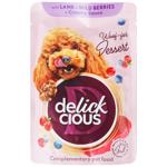 Delickcious Wet Food Flakes with Lamb and Wild Berries in Creamy Sauce for Adult Dogs 80g