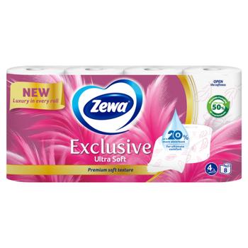 Туалетная бумага Zewa Exclusive Ultra Soft 4 слоя 8шт - купить, цены на Cупермаркет "Харьков" - фото 1
