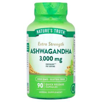 Ашваганда, посилена, Extra Strength Ashwagandha, Nature's Truth, 3000 мг, 90 капсул швидкого вивільн - купить, цены на Biotus - фото 1