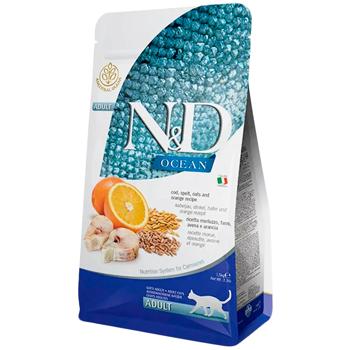Корм сухой Farmina N&D Ocean с треской, апельсином, овсом и спельтой для кошек 300г - купить, цены на MasterZoo - фото 1