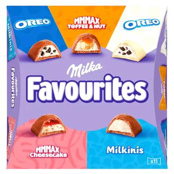 Шоколадні цукерки з начинками різних смаків Milka Favourites 95g - купить, цены на Grono - фото 1