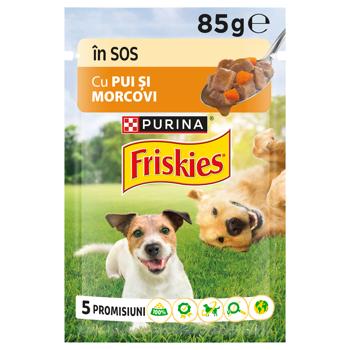 Корм вологий Friskies з куркою та морквою для дорослих собак 85г - купити, ціни на MasterZoo - фото 1