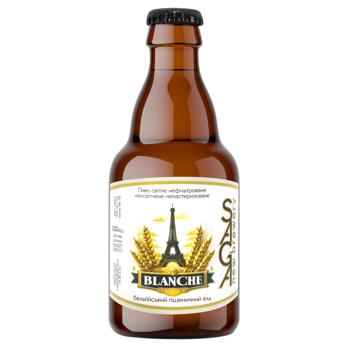 Saga Blanche Unfiltered Light Beer 4.3% 0.33l - buy, prices for NOVUS - photo 1