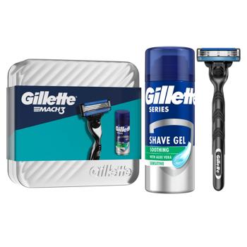 Gillette Mach 3 Shaving Machine with 1 Replaceable Blade + Gillette Series Soothing Shaving Gel 75ml Gift Set - buy, prices for - photo 2
