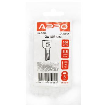Apro White Cable Tie 3*100mm 100pcs - buy, prices for MegaMarket - photo 1