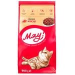 Корм сухий Мяу! з м’ясом для дорослих котів 900г