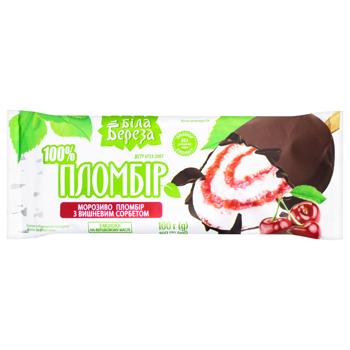 Мороженое Біла Береза Пломбир с вишневым сорбетом 100г - купить, цены на Таврия В - фото 1