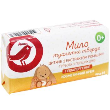 Мыло Auchan детское гипоаллергенное с экстрактом ромашки 90г - купить, цены на - фото 3