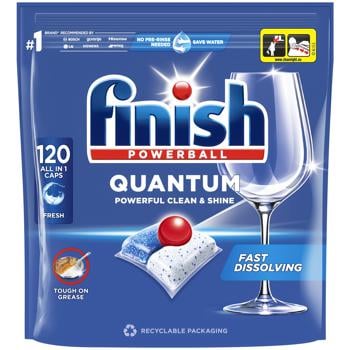 Таблетки для посудомийних машин Finish Quantum All in 1 120шт - купити, ціни на МегаМаркет - фото 1