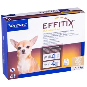 Virbac Effitix Drops on Withers for Dogs from 1.5 to 4kg from External Parasites 26.8mg/240mg 1 pipette - buy, prices for MasterZoo - photo 1