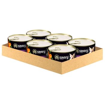 Savory Sterilized упаковка вологого корму для котів 6 шт х 200 г - ягня - купити, ціни на MasterZoo - фото 1