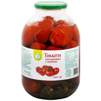Помидоры Auchan консервированные с зеленью 3л