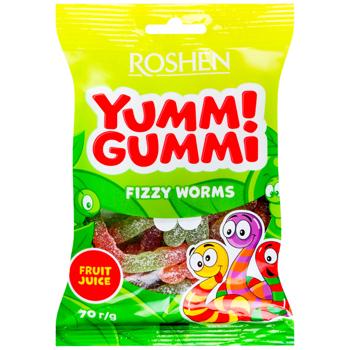 Цукерки Roshen Yummi Gummi Fizzy Worms 70г - купити, ціни на Чудо Маркет - фото 1