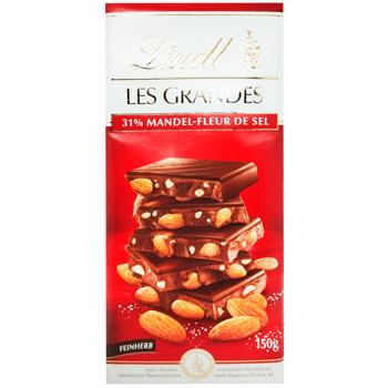 Шоколад молочний Lindt Les Grandes з мигдалем каремелізованим 150г