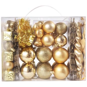 Набор новогодних украшений Actuel золотых 80шт - купить, цены на Auchan - фото 1