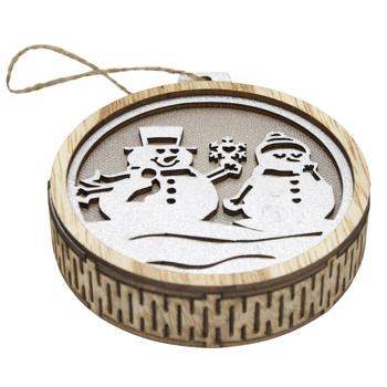 Підвіска дерев'яна зі світлом кругла 9.5*10.5*2.7см арт. FC-25069 9245 И832 - купить, цены на КОСМОС - фото 2