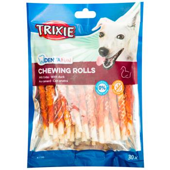 Trixie Denta Fun Chewing Rolls Dog Snack with Duck for Cleaning Teeth 12cm 30pcs 240g