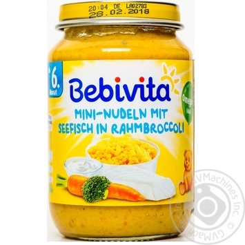 Пюре Bebivita міні-лапша з морською рибою та овочами 190г купити, ціни на МегаМаркет - фото 1