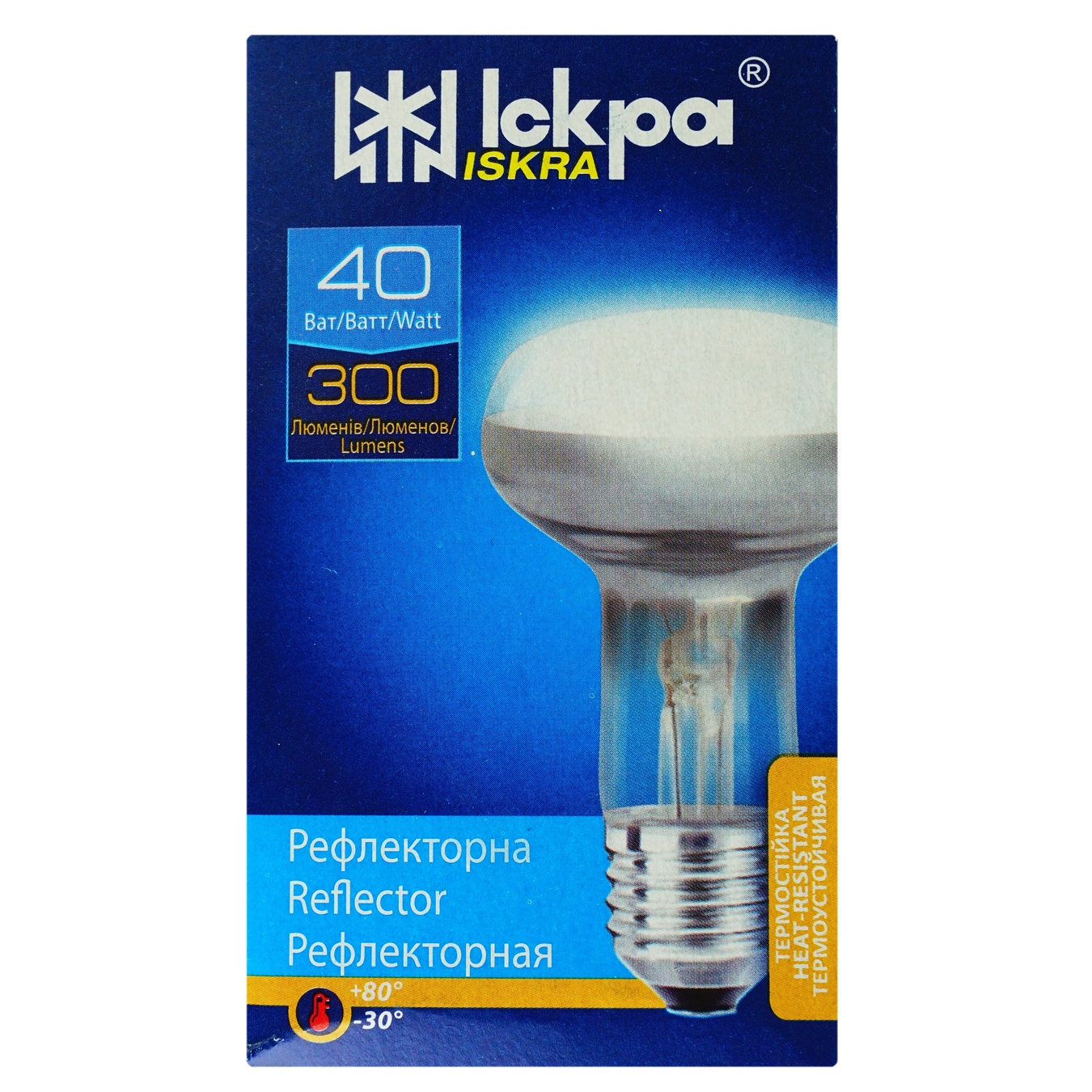 

Лампа Искра электрическая прозрачная рефлекторная R63 40Вт Е27