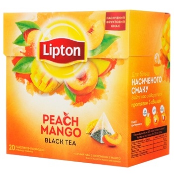 Чай черный Lipton Персик-манго 1,8г*20шт - купить, цены на МегаМаркет - фото 1