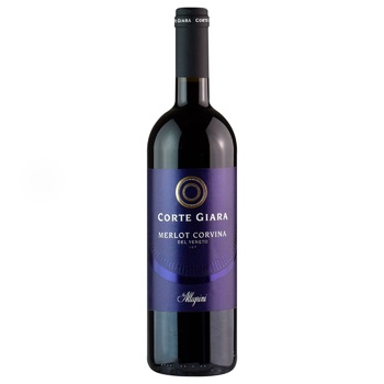 Вино Corte Giara Merlot Corvina сухое красное 12.5% 0,75л - купить, цены на МегаМаркет - фото 1