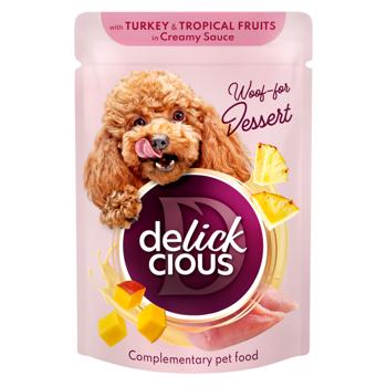 Корм вологий Delickcious Пластівці з індичкою та тропічними фруктами для собак 80г - купити, ціни на MasterZoo - фото 1