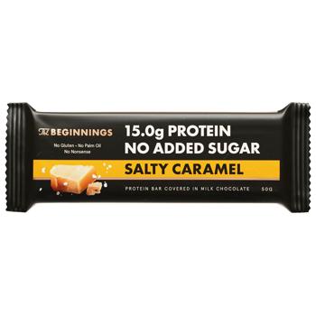 Батончик протеїновий The Beginnings з солоною карамеллю без цукру 50г - купити, ціни на WINETIME - фото 1