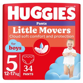 Подгузники-трусики Huggies Little Movers Pants 5 для мальчиков 12-17кг 34шт - купить, цены на КОСМОС - фото 1