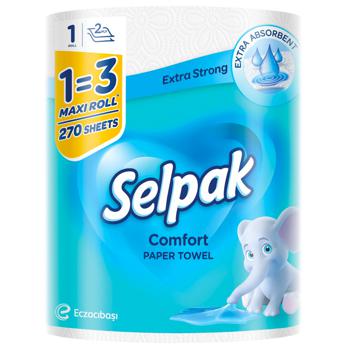 Полотенца бумажные Selpak Comfort Maxi Roll 1=3 - купить, цены на МегаМаркет - фото 1