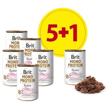 Brit Mono Protein Wet Food with Rabbit for Dogs with Sensitive Digestion, Allergy or Food Intolerance 5+1pcs x 400g - buy, prices for MasterZoo - photo 1