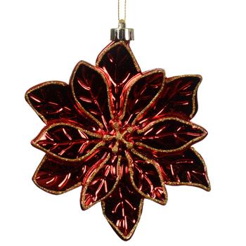 Decoris Red Poinsettia Christmas Tree Pendant 4.5cm