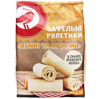 Рулетики вафельні Auchan зі смаком пряженого молока 200г - купити, ціни на - фото 2