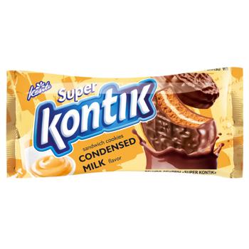Печенье-сэндвич Konti Super Kontik со вкусом сгущенного молока в глазури 90г