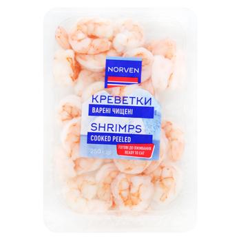 Креветки Norven чищенные с хвостами вареные охлажденные 250г