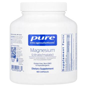 Магній цитрат / малат, Magnesium (citrate / malate), Pure Encapsulations, 180 капсул - купить, цены на Biotus - фото 1