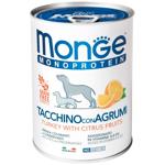 Корм вологий Monge Fruit Monoprotein з індичкою та цитрусовими для собак всіх порід 400г