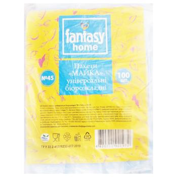 Пакет Fantasy Home Майка №45 біорозкладні 220х450мм 100шт - купити, ціни на Auchan - фото 1