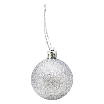 Plastic Glitter Silver Christmas Ball 5cm - buy, prices for MegaMarket - photo 1