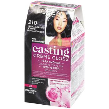 Фарба для волосся L'Oreal Paris Casting Cream Gloss 210 Чорний перламутровий без аміаку
