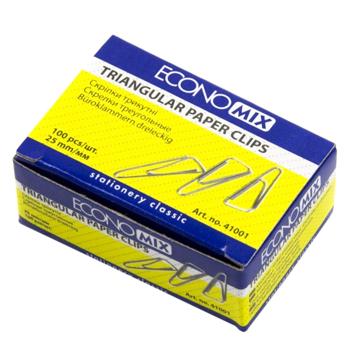 Econimix 41001 Triangular With Bend Paper Clips 25mm 100pcs - buy, prices for COSMOS - photo 1