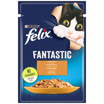 Корм влажный Felix Fantastic с индейкой для взрослых кошек 85г