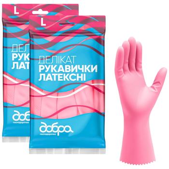 Рукавички латексні Добра Господарочка Делікат L рожевий - купити, ціни на Ідеал - фото 2